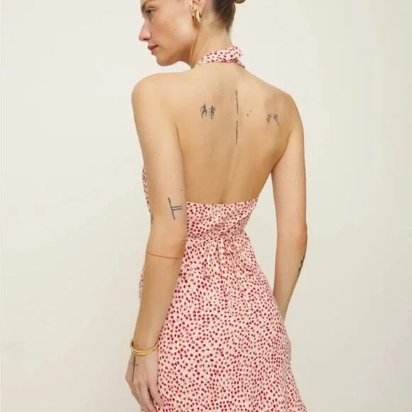 Reformation Dress Womens Medium Delanie Alma Cherry Halter V-Neck Backless Red - Picture 2 of 12